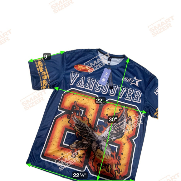 Men's ROMWE Navy Blue & Orange Vancouver 23 Graphic Jersey M - Picture 5 of 5